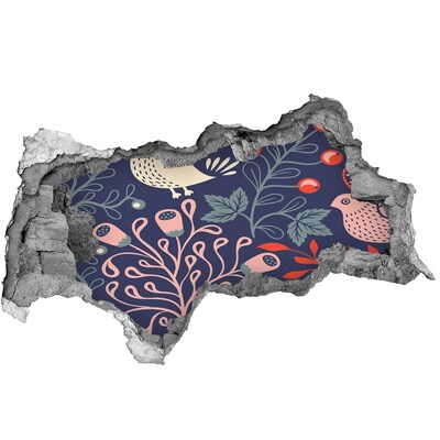 Wandbilder 3D Mauerdurchbruch Blumenmuster mit Eulen