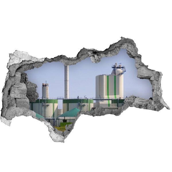 3D Wandtattoos Mauerdurchbruch Fabrik im Hintergrund