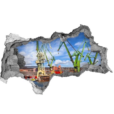 3D Wandtattoos Mauerdurchbruch Industriehafen in Aktion