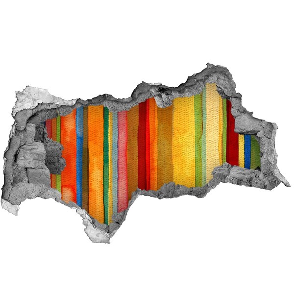 Mauerdurchbruch Aufkleber Bunte Streifen in einer beschädigten Wand