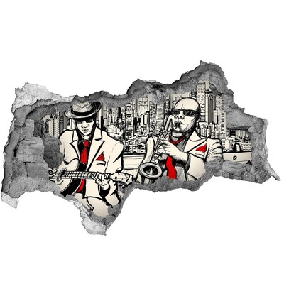 3D Wandtattoos Mauerdurchbruch Jazzszene in der Stadt