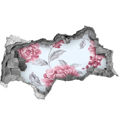 3D Wandtattoos Mauerdurchbruch Blumenmotiv auf Betongrund