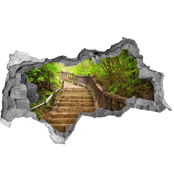 Wandbilder 3D Mauerdurchbruch Waldweg in den Bergen