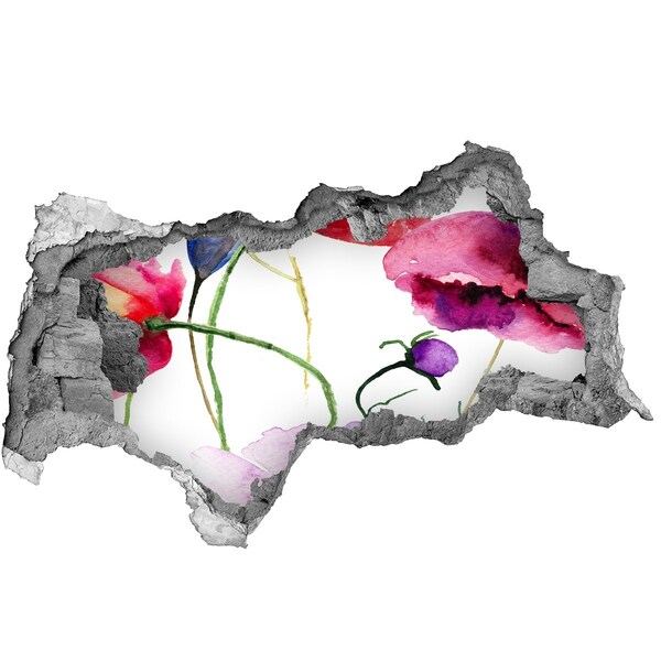 Wandbilder 3D Mauerdurchbruch Blumenlandschaft durch ein Loch in der Wand