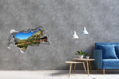 3D Wandtattoos Mauerdurchbruch Berglandschaft in einem Loch in der Wand