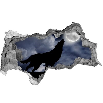 Wandtattoos Mauerdurchbruch Wolf gegen Mond