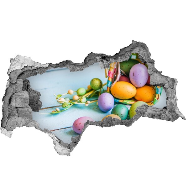 Wandbilder 3D Mauerdurchbruch Ostereier im Loch
