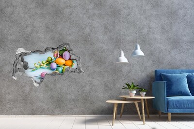 Wandbilder 3D Mauerdurchbruch Ostereier im Loch