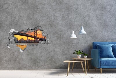 3D Wandtattoos Mauerdurchbruch Sonnenuntergang über der Brücke