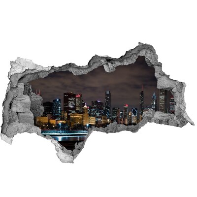 Wandtattoos Mauerdurchbruch Nachtpanorama der Stadt