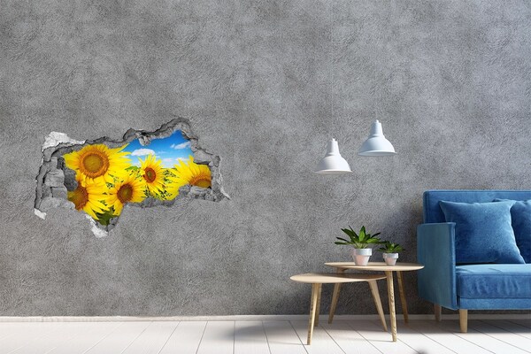 Wandbilder 3D Mauerdurchbruch Ein Blumenparadies mit Sonnenblumen