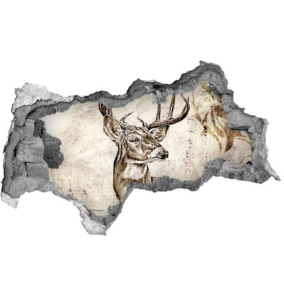 3D Wandtattoos Mauerdurchbruch Hirsch mit Geweih an der Wand