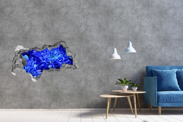 Wandbilder 3D Mauerdurchbruch Blaue Blume in einem Loch in der Wand