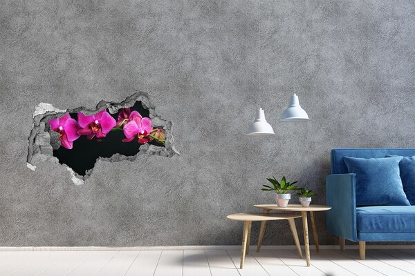 Wandbilder 3D Mauerdurchbruch Orchidee durch die Wand