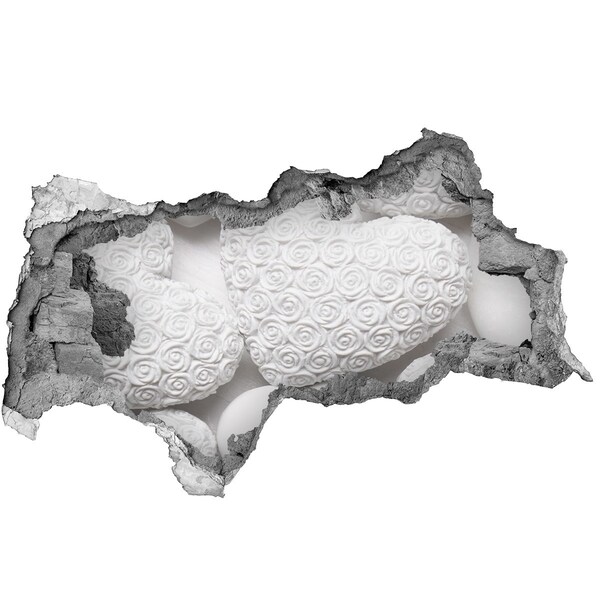 3D Wandtattoos Mauerdurchbruch Weiße Rosen in einem Loch in der Wand