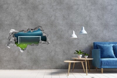 3D Wandtattoos Mauerdurchbruch Das Fußballstadion hinter dem Loch in der Mauer