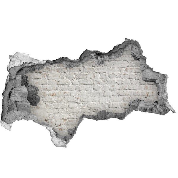 Mauerdurchbruch Aufkleber Beschädigte Ziegelmauer