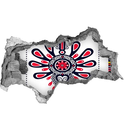 Mauerdurchbruch Aufkleber Buntes Ethno-Muster in einem Loch in der Wand