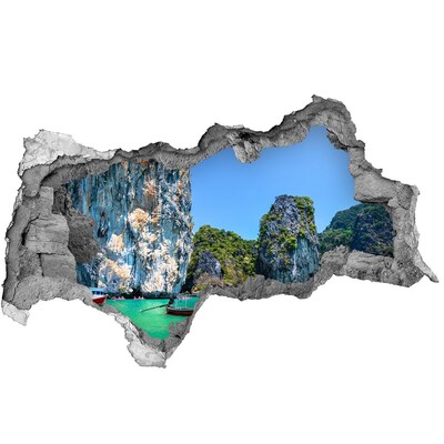 Mauerdurchbruch Aufkleber Karibische Bucht mit einem Boot