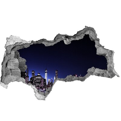 Wandbilder 3D Mauerdurchbruch New Yorker Nachtpanorama