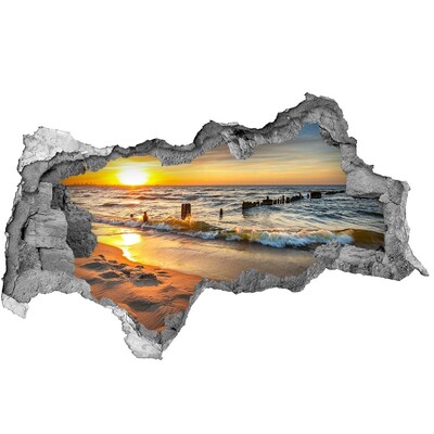 3D Wandtattoos Mauerdurchbruch Sonnenuntergang über dem Meer