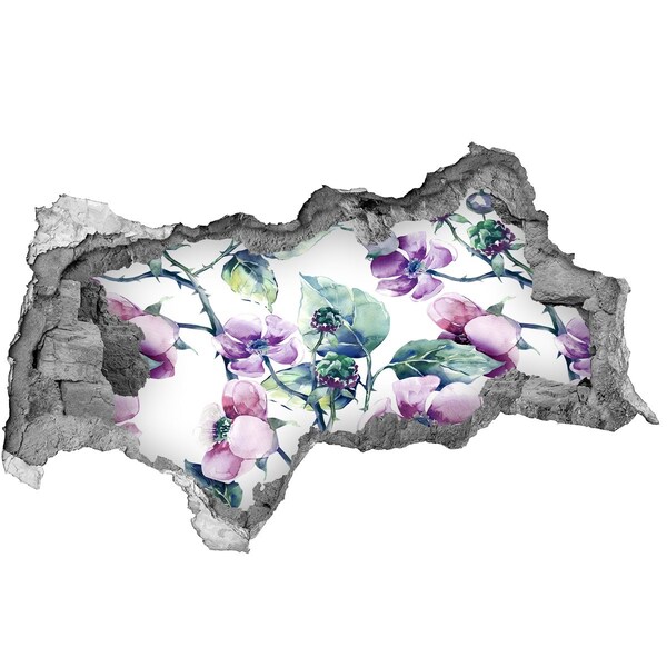 Mauerdurchbruch Aufkleber Blumenmalerei an einer beschädigten Wand