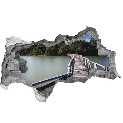 Wandbilder 3D Mauerdurchbruch Eine Brücke über das Wasser