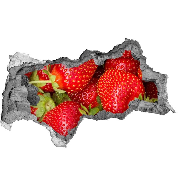 3D Wandtattoos Mauerdurchbruch Saftige Erdbeeren im Beton