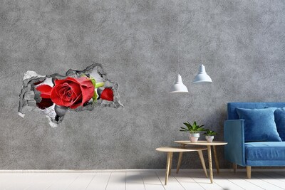 3D Wandtattoos Mauerdurchbruch Rose auf den Steinen