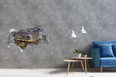 Wandtattoos Mauerdurchbruch Blick auf die Brooklyn Bridge bei Nacht