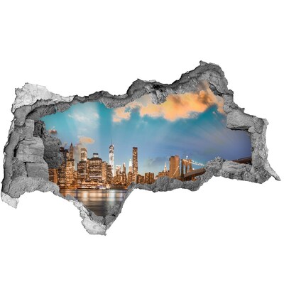 Wandbilder 3D Mauerdurchbruch Blick auf New York