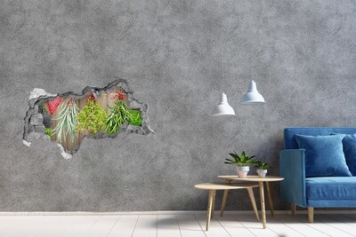 3D Wandtattoos Mauerdurchbruch Kräutergarten in Trümmern