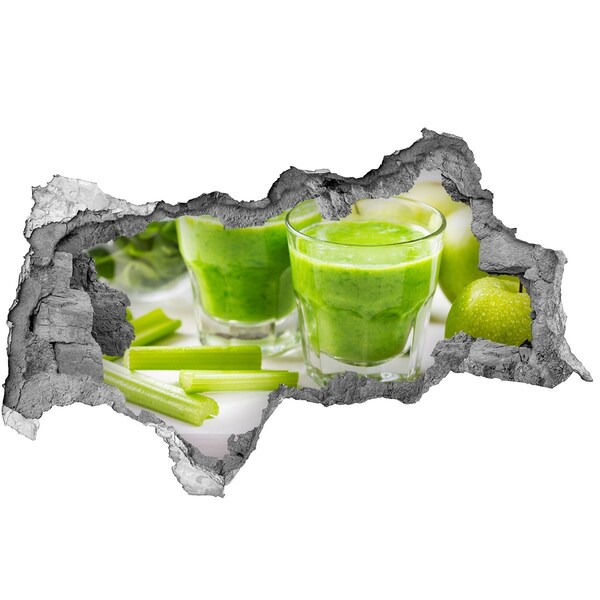 Wandbilder 3D Mauerdurchbruch Grüner Gesundheitscocktail