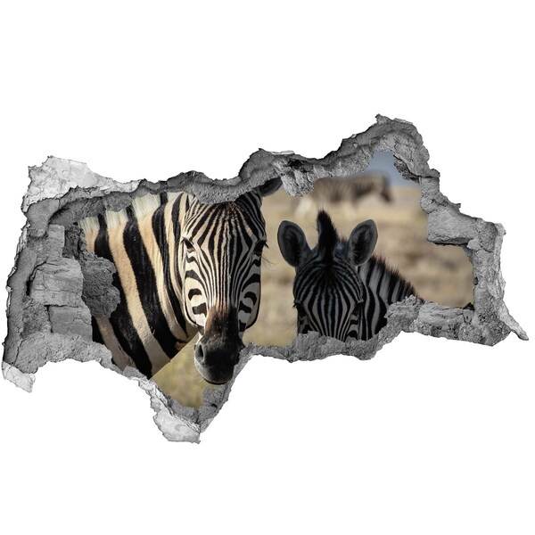 Wandbilder 3D Mauerdurchbruch Zebras in ihrem natürlichen Lebensraum