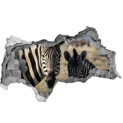 Wandbilder 3D Mauerdurchbruch Zebras in ihrem natürlichen Lebensraum
