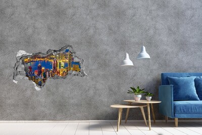3D Wandtattoos Mauerdurchbruch Blick auf Hongkong bei Nacht