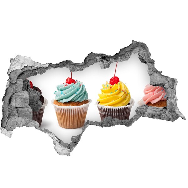 Wandbilder 3D Mauerdurchbruch Köstliche Cupcakes in einem kleinen Laden