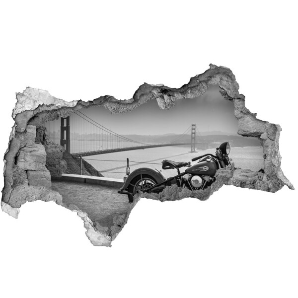 Wandtattoos Mauerdurchbruch Motorrad an der Golden Gate Bridge
