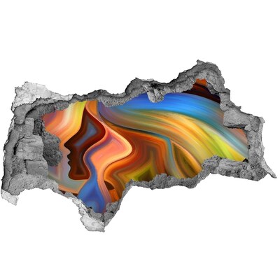 Mauerdurchbruch Aufkleber Eine farbenfrohe Landschaft in einem Loch in der Wand