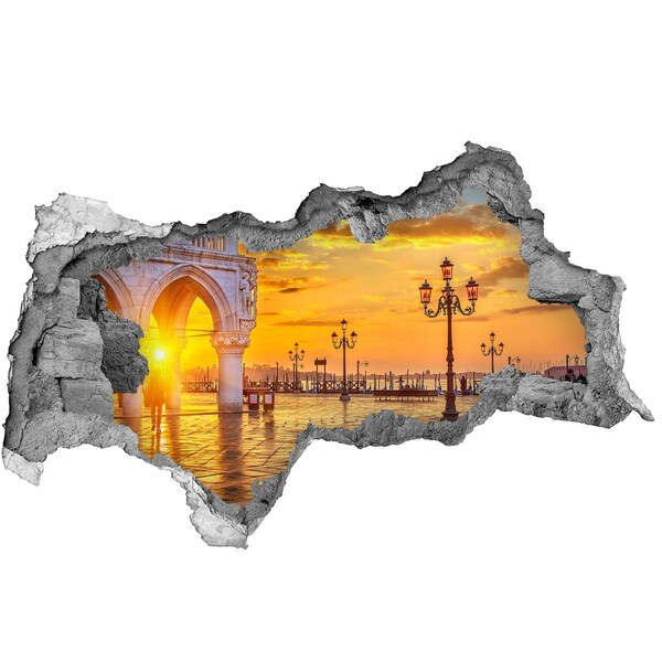 3D Wandtattoos Mauerdurchbruch Sonnenuntergang in Venedig