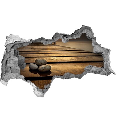 Wandbilder 3D Mauerdurchbruch Sonnenuntergang über der Seebrücke