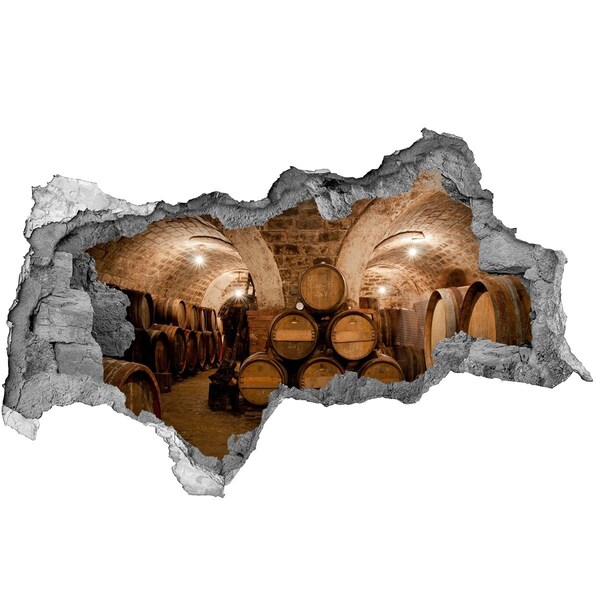 3D Wandtattoos Mauerdurchbruch Innenansicht eines Weinguts mit Fässern