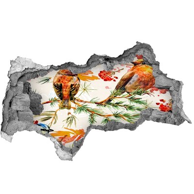 Wandbilder 3D Mauerdurchbruch Vögel in einer Waldlandschaft