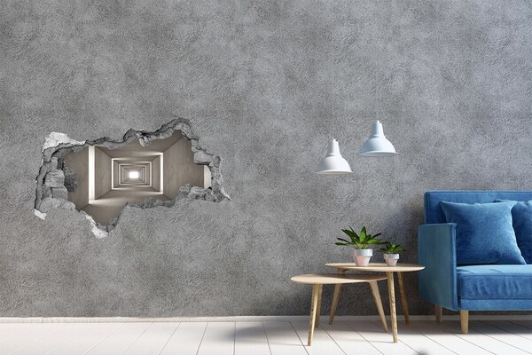 Mauerdurchbruch Aufkleber Leerer Betonkorridor