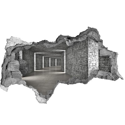 Mauerdurchbruch Aufkleber Eine verfallene Mauer mit Blick auf einen leeren Platz