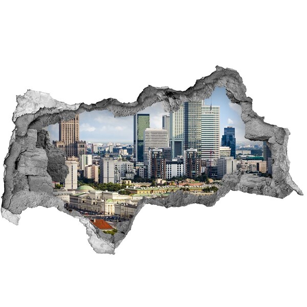 Wandbilder 3D Mauerdurchbruch Blick auf die moderne Stadt