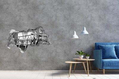 3D Wandtattoos Mauerdurchbruch Ein Fahrrad am Stadtkai