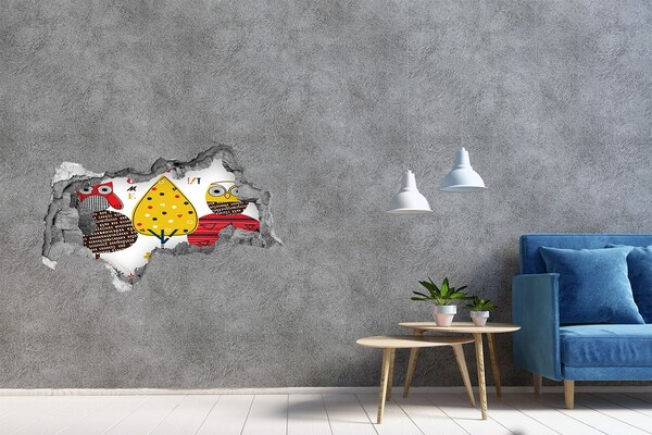 3D Wandtattoos Mauerdurchbruch Bunte Bäume in einem Loch in der Wand