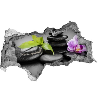 Wandtattoos Mauerdurchbruch Ein entspannender Ausblick mit Steinen und Pflanzen