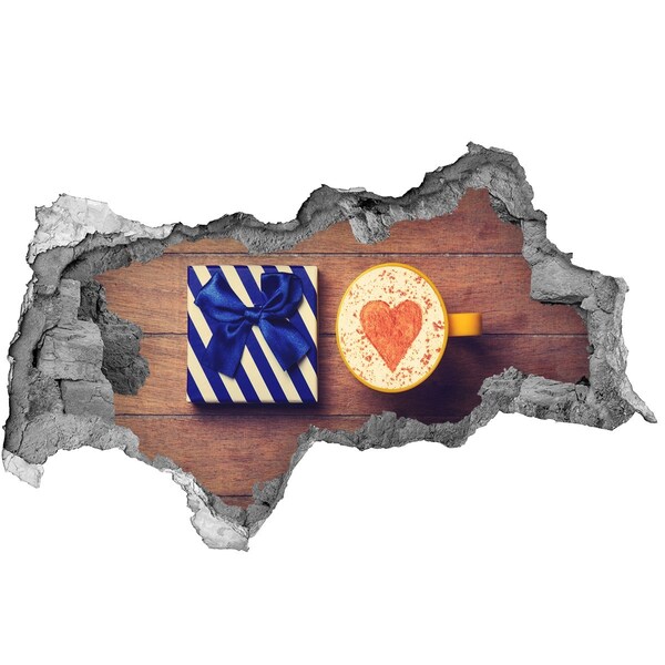 Mauerdurchbruch Aufkleber Kaffeegeschenk mit Herz